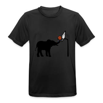 Basketball spielender Elefant Silhouette - Männer T-Shirt atmungsaktiv - Schwarz - Vorne - AI Model Male 178 light (178cm)