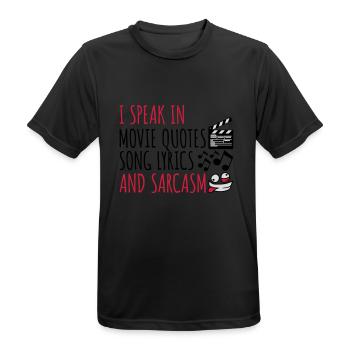 speak lyrics and sarcasm - Men's Breathable T-Shirt - black - Front - AI Model Male 178 light (178cm)