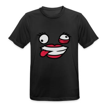 Verrücktes weibliches Comic Gesicht - Männer T-Shirt atmungsaktiv - Schwarz - Vorne - AI Model Male 178 light (178cm)