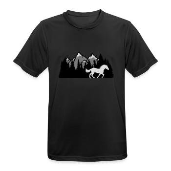 Berge Wald Natur Pferd - Männer T-Shirt atmungsaktiv - Schwarz - Vorne - AI Model Male 178 light (178cm)