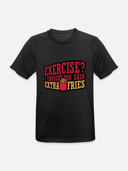 Exercise Extra Fries Quote - Men's Breathable T-Shirt - black