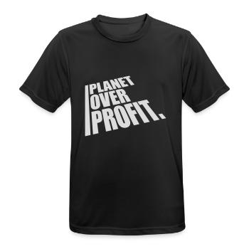 planet over profit quote - Men's Breathable T-Shirt - black - Front - AI Model Male 178 light (178cm)