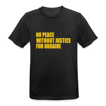 No peace without justice for ukraine - Men's Breathable T-Shirt - black - Front - AI Model Male 178 light (178cm)