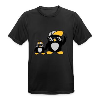 2 coole Pinguine Familie - Männer T-Shirt atmungsaktiv - Schwarz - Vorne - AI Model Male 178 light (178cm)
