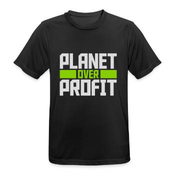 planet over profit quote - Men's Breathable T-Shirt - black - Front - AI Model Male 178 light (178cm)