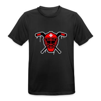 Hockey Goalie Mask Suisse - T-shirt respirant Homme - noir - Devant - AI Model Male 178 light (178cm)