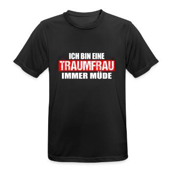 Ich bin eine Traumfrau, immer müde - Männer T-Shirt atmungsaktiv - Schwarz - Vorne - AI Model Male 178 light (178cm)