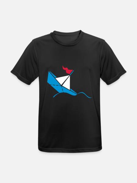 Sinkendes Papierschiffchen / paper titanic (3C) - Männer T-Shirt atmungsaktiv - Schwarz