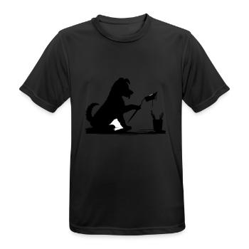 A dog brings color to the greyest day - Men's Breathable T-Shirt - black - Front - AI Model Male 178 light (178cm)