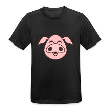 Visage De Cochon Animal Amour Petit Cochon Mignon - T-shirt respirant Homme - noir - Devant - AI Model Male 178 light (178cm)