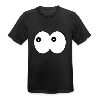 Lustige Augen- Comic Kulleraugen links schauend - Männer T-Shirt atmungsaktiv - Schwarz - Vorne - AI Model Male 178 light (178cm)