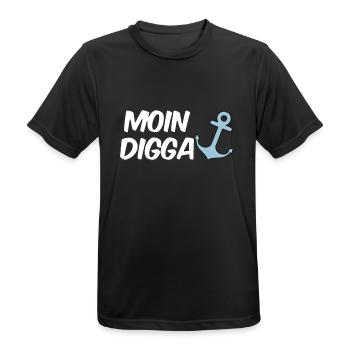 Moin Digga Hamburg - Männer T-Shirt atmungsaktiv - Schwarz - Vorne - AI Model Male 178 light (178cm)