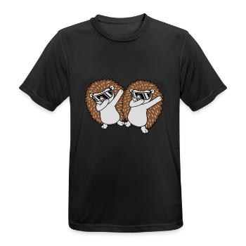 2 amis hérissons dabbing - T-shirt respirant Homme - noir - Devant - AI Model Male 178 light (178cm)