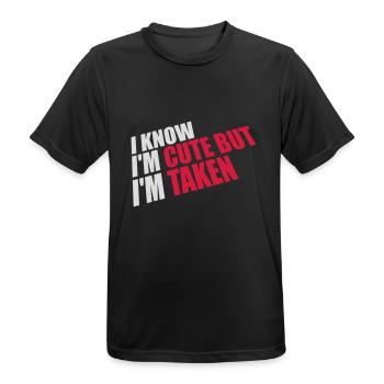 cute but taken quote - Men's Breathable T-Shirt - black - Front - AI Model Male 178 light (178cm)