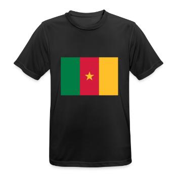 Drapeau Cameroun - Cameroon flag - Kamerun flagge - T-shirt respirant Homme - noir - Devant - AI Model Male 178 light (178cm)