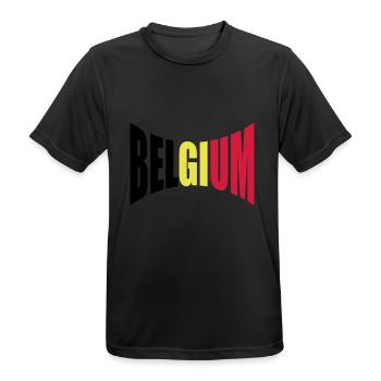 Belgique Belgique Texte Drapeau Cool Football Fan Fun - T-shirt respirant Homme - noir - Devant - AI Model Male 178 light (178cm)