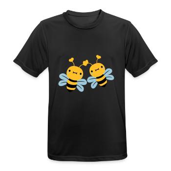 2 friends team couple cute little ones - Men's Breathable T-Shirt - black - Front - AI Model Male 178 light (178cm)