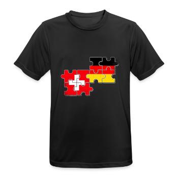 Schweiz Deutschland Flagge Schweizer Deutscher - Männer T-Shirt atmungsaktiv - Schwarz - Vorne - AI Model Male 178 light (178cm)