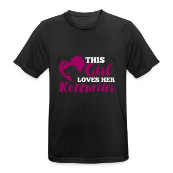 Hund / Rottweiler: This Girl Loves Her Rottweiler - Männer T-Shirt atmungsaktiv - Schwarz - Vorne - AI Model Male 178 light (178cm)