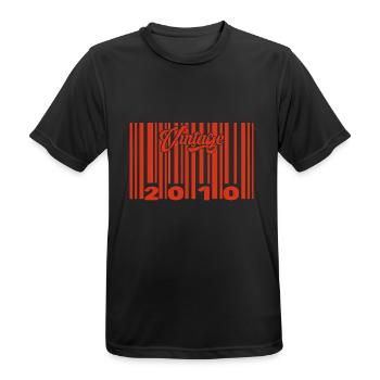 Vintage 2010 Born In 2010 15 Year Old Bar Code Anniversai - Men's Breathable T-Shirt - black - Front - AI Model Male 178 light (178cm)