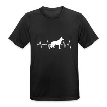 German Shepherd Tshirt Heartbeat Gift Dog Love - Men's Breathable T-Shirt - black - Front - AI Model Male 178 light (178cm)
