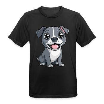American Staffordshire Terrier Hund Niedlich - Männer T-Shirt atmungsaktiv - Schwarz - Vorne - AI Model Male 178 light (178cm)