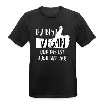 Vegan Gut so Daumen hoch SabineVegan HerzAufShiSVG - Männer T-Shirt atmungsaktiv - Schwarz - Vorne - AI Model Male 178 light (178cm)