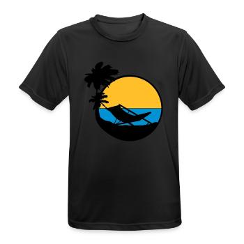 palmen sun silhouette lounge chair beach chair url - Men's Breathable T-Shirt - black - Front - AI Model Male 178 light (178cm)