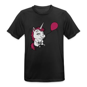 Happy Balloon Unicorn Comic - Men's Breathable T-Shirt - black - Front - AI Model Male 178 light (178cm)
