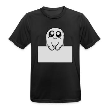 Ghost Shows Shield Cartoon - Men's Breathable T-Shirt - black - Front - AI Model Male 178 light (178cm)