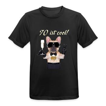 NEU Geburstags Mops 70 ist cool RAHMENLOS Geschenk - Männer T-Shirt atmungsaktiv - Schwarz - Vorne - AI Model Male 178 light (178cm)