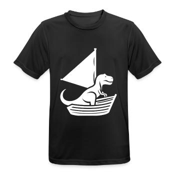 Cooler Sommer Segelboot T-Rex Silhouette - Männer T-Shirt atmungsaktiv - Schwarz - Vorne - AI Model Male 178 light (178cm)