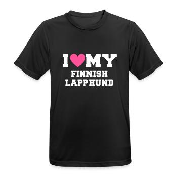 I love my Finnish Lapphund - Männer T-Shirt atmungsaktiv - Schwarz - Vorne - AI Model Male 178 light (178cm)