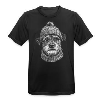 Border Terrier Bobble Hat Chien Chien - T-shirt respirant Homme - noir - Devant - AI Model Male 178 light (178cm)