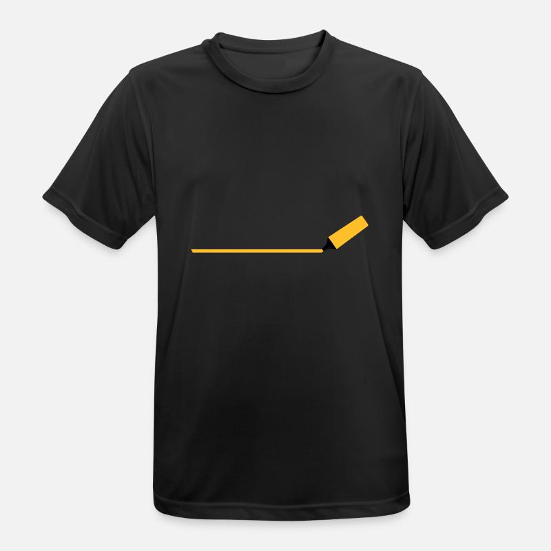 Textmarker mit Linie - Männer T-Shirt atmungsaktiv - Schwarz