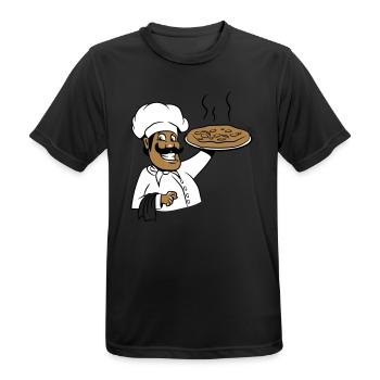 kochen koch pizza - Männer T-Shirt atmungsaktiv - Schwarz - Vorne - AI Model Male 178 light (178cm)