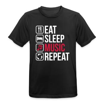 Eat Sleep Music Repeat - Männer T-Shirt atmungsaktiv - Schwarz - Vorne - AI Model Male 178 light (178cm)