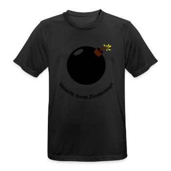 Vorsicht - kurze Zündschnur! - Männer T-Shirt atmungsaktiv - Schwarz - Vorne - AI Model Male 178 light (178cm)