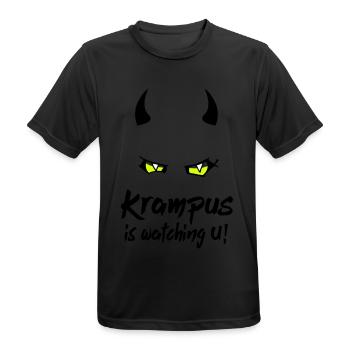 Krampus is watching U with evil eyes - Männer T-Shirt atmungsaktiv - Schwarz - Vorne - AI Model Male 178 light (178cm)