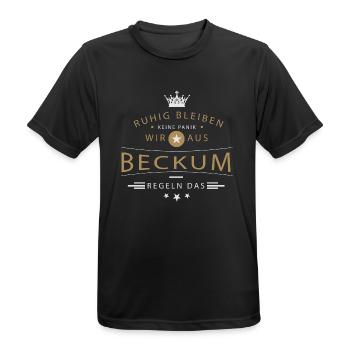 Beckum cooles Souvenir und witziges Andenken Shirt - Männer T-Shirt atmungsaktiv - Schwarz - Vorne - AI Model Male 178 light (178cm)
