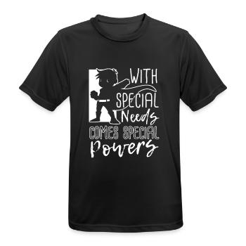 With Special Needs Comes Special Powers - Männer T-Shirt atmungsaktiv - Schwarz - Vorne - AI Model Male 178 light (178cm)