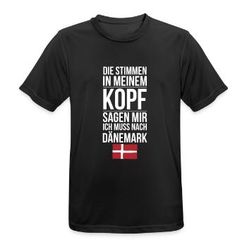 Stimmen in meinem Kopf ich muss nach Dänemark - Männer T-Shirt atmungsaktiv - Schwarz - Vorne - AI Model Male 178 light (178cm)