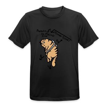 Mathe T-Shirt - Anti Gravity Katze auf Toast - Männer T-Shirt atmungsaktiv - Schwarz - Vorne - AI Model Male 178 light (178cm)