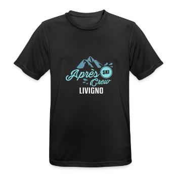Apres Ski Crew Livigno T-Shirt - Männer T-Shirt atmungsaktiv - Schwarz - Vorne - AI Model Male 178 light (178cm)