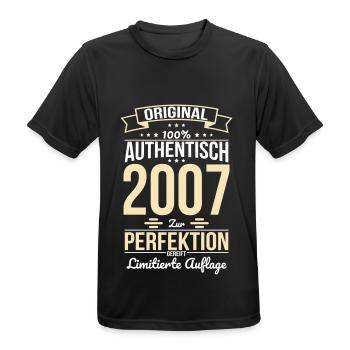 18th Birthday - Original 2007 100% Authentic - Men's Breathable T-Shirt - black - Front - AI Model Male 178 light (178cm)
