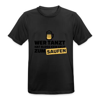 Saufen - Männer T-Shirt atmungsaktiv - Schwarz - Vorne - AI Model Male 178 light (178cm)