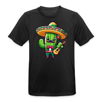 Cinco de Mayo Kaktus Mariachi Gitarrist - Männer T-Shirt atmungsaktiv - Schwarz - Vorne - AI Model Male 178 light (178cm)