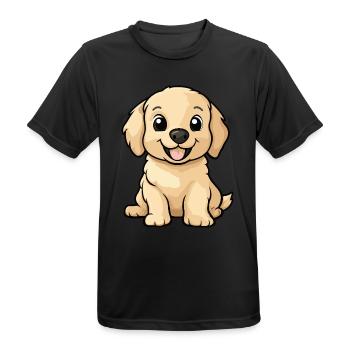 Golden Retriever Hund Niedlich - Männer T-Shirt atmungsaktiv - Schwarz - Vorne - AI Model Male 178 light (178cm)
