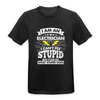 electrician electrical engineering master trainee apprentice - Men's Breathable T-Shirt - black - Front - AI Model Male 178 light (178cm)