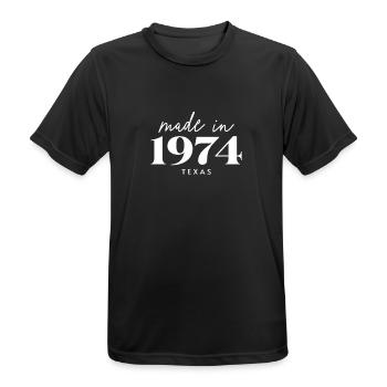 Made 1974 in Texas. Cute Birthday Party - Männer T-Shirt atmungsaktiv - Schwarz - Vorne - AI Model Male 178 light (178cm)